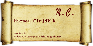 Micsey Cirjék névjegykártya
